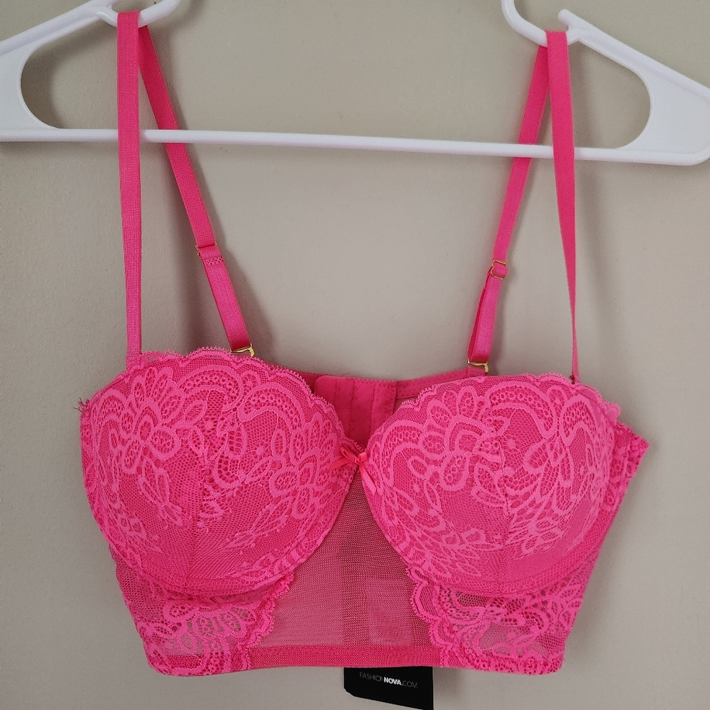 Fashion Nova Pink Lace Bra 34C